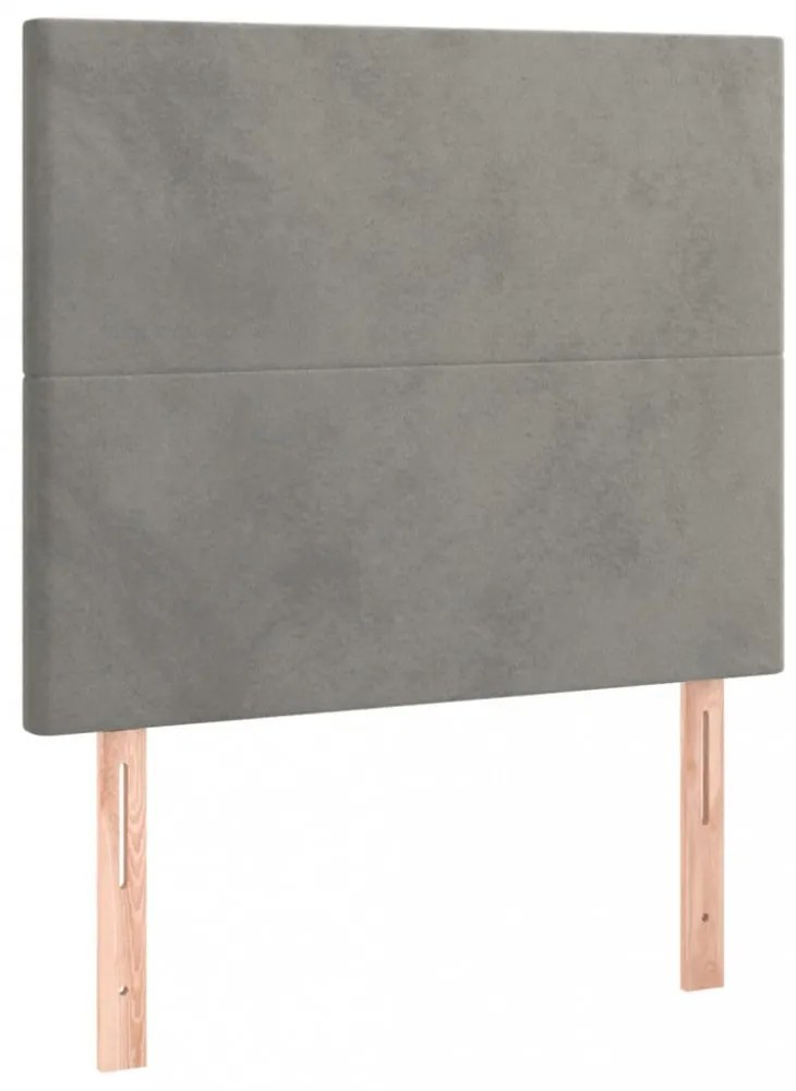 világosszürke bársony ágykeret matrac nélkül 90x200 cm