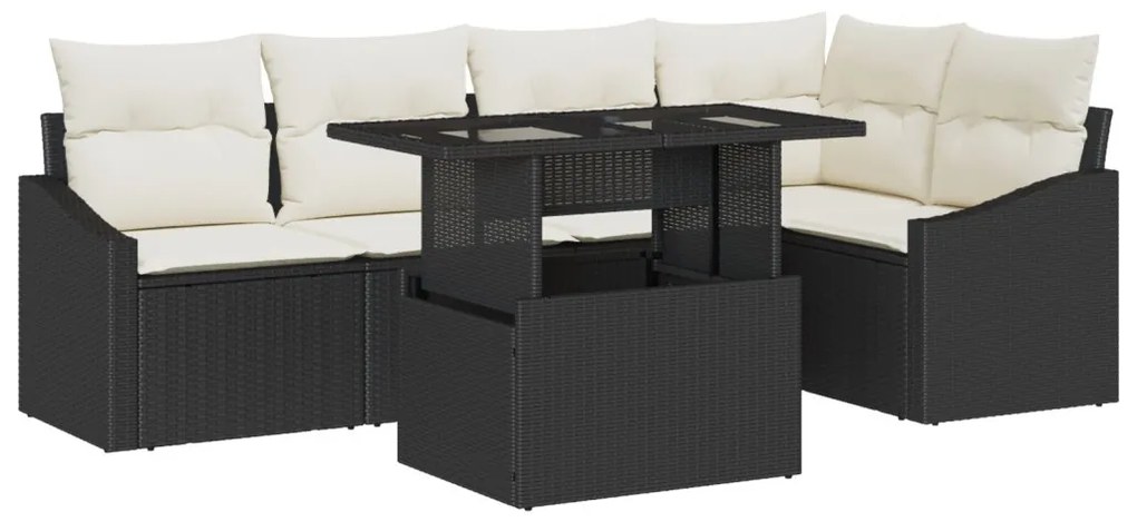 Kerti Kanapé Szett 6 pcs Fekete és Krém 100 x 55 x 73 cm