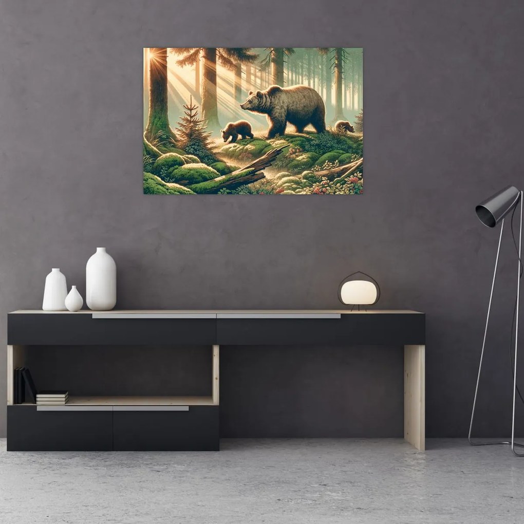 Kép - Medvék az erdőben (90x60 cm)