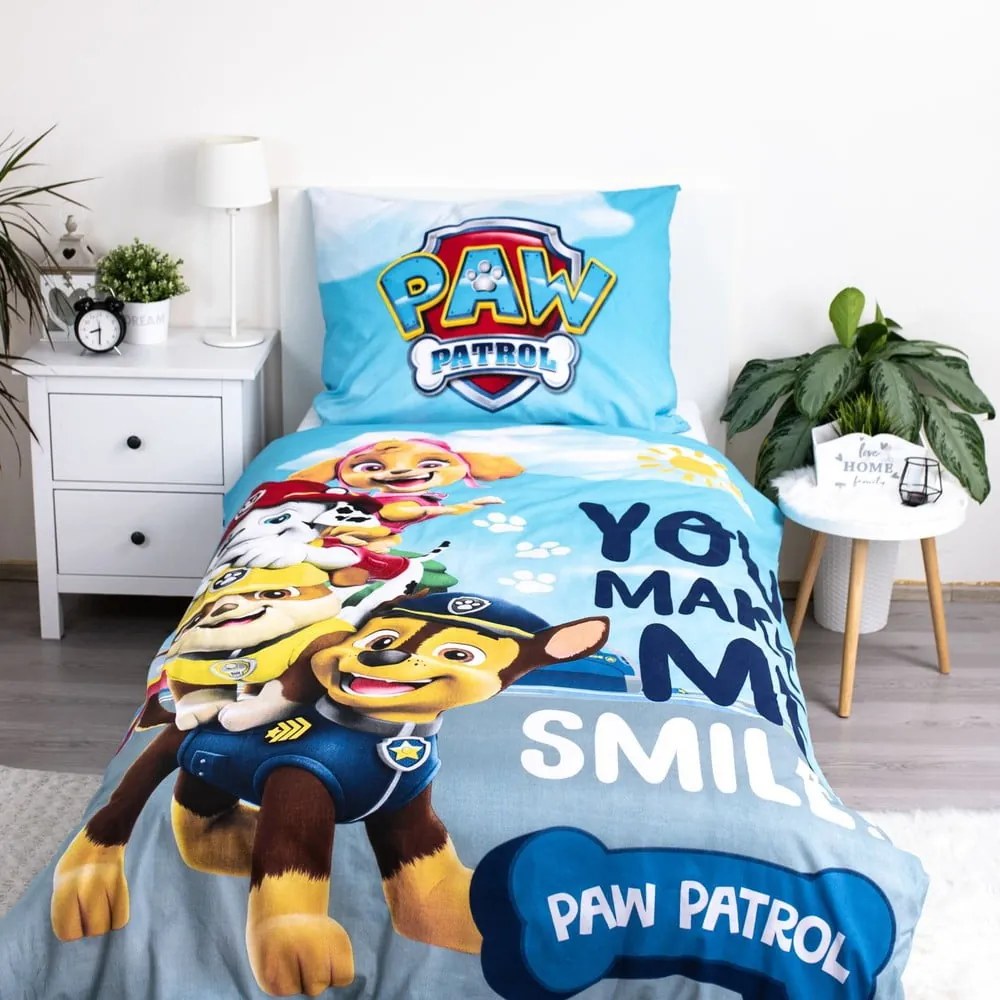 Egyszemélyes pamut gyerek ágyneműhuzat világító hatással 140x200 cm Paw Patrol – Jerry Fabrics