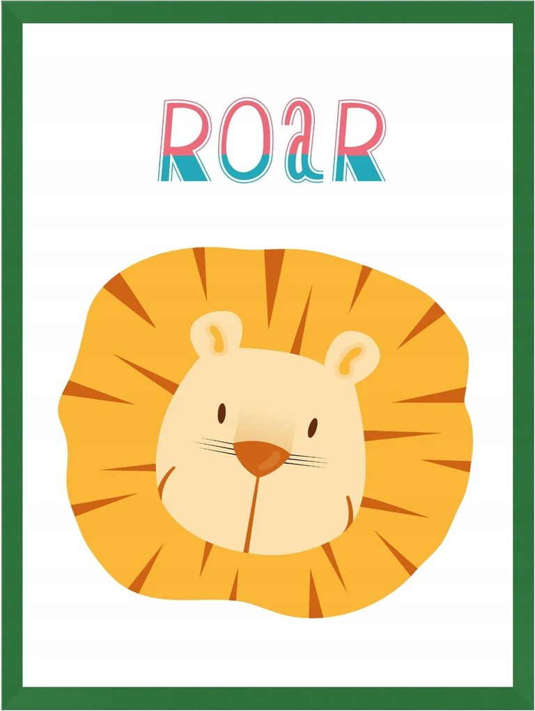Gyerek Ifjúsági Poszter Grafika Roar 40X50 cm keret zöld