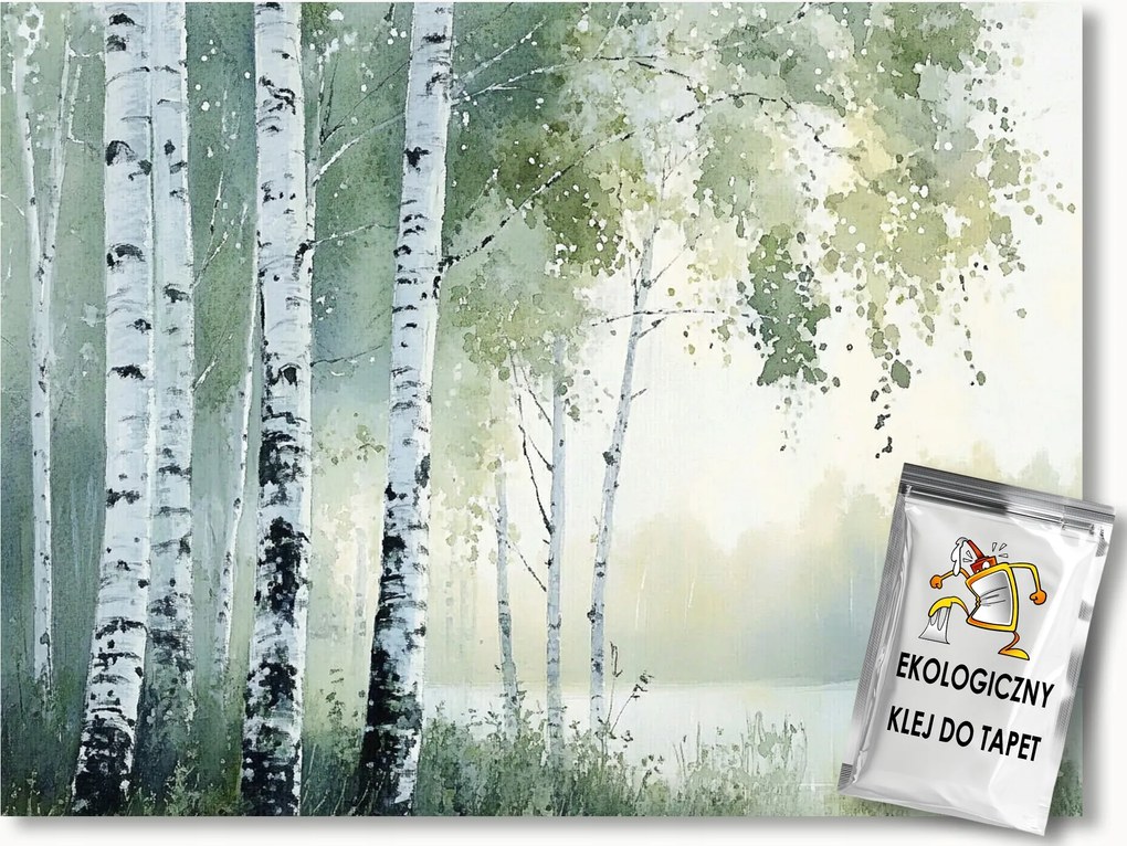 Fotótapéta Flizelina Akvarell Tájkép Nyírfák Tó 100x75 ragasztó