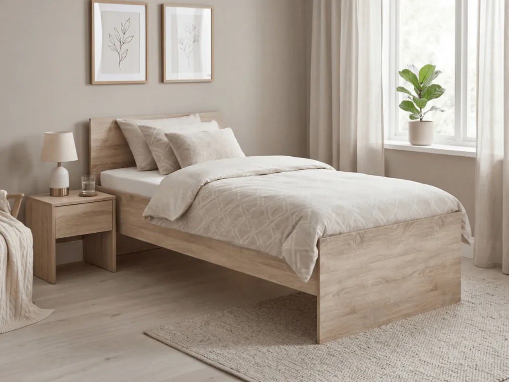 Ágy ELISA 90 x 200 cm, sonoma tölgy Ágyrács: Lamellás ágyrács, Matrac: Coco Maxi 20 cm matrac