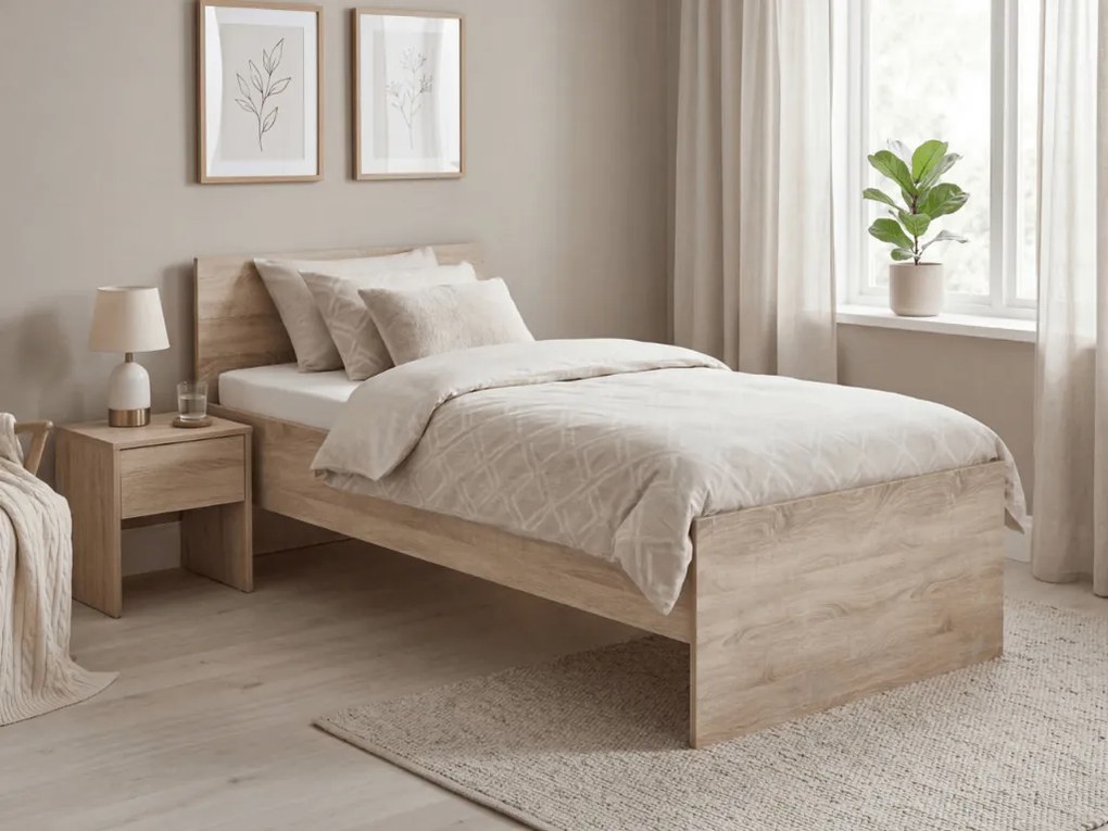 Ágy ELISA 90 x 200 cm, sonoma tölgy Ágyrács: Lamellás ágyrács, Matrac: Sommera 18 cm matrac