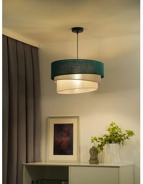 Duolla - Csillár zsinóron TRIO 1xE27/15W/230V átm. 45 cm zöld/szürke/fehér