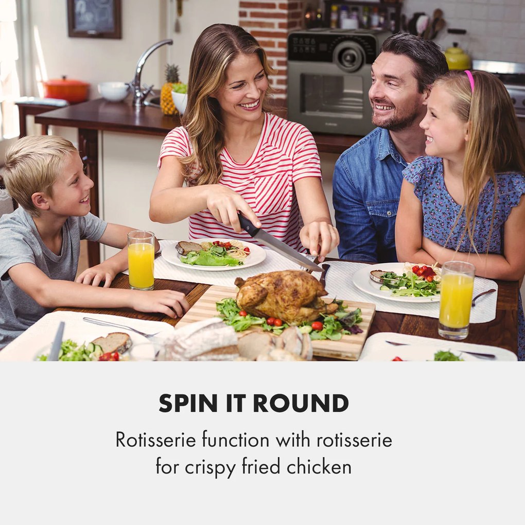 Klarstein AeroVital Cube Chef, forrólevegős fritőz, 1700 W, 14 l, 16 program, felső és alsó fűtés