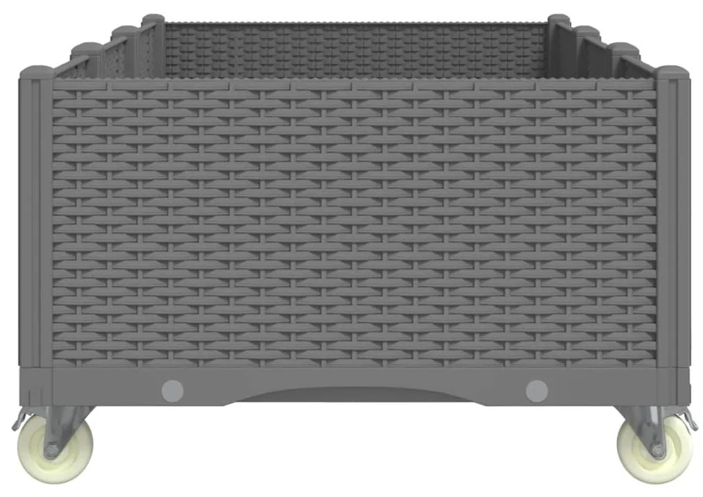 világosszürke PP rácsos kerekes ültetőláda 150 x 80 x 54 cm