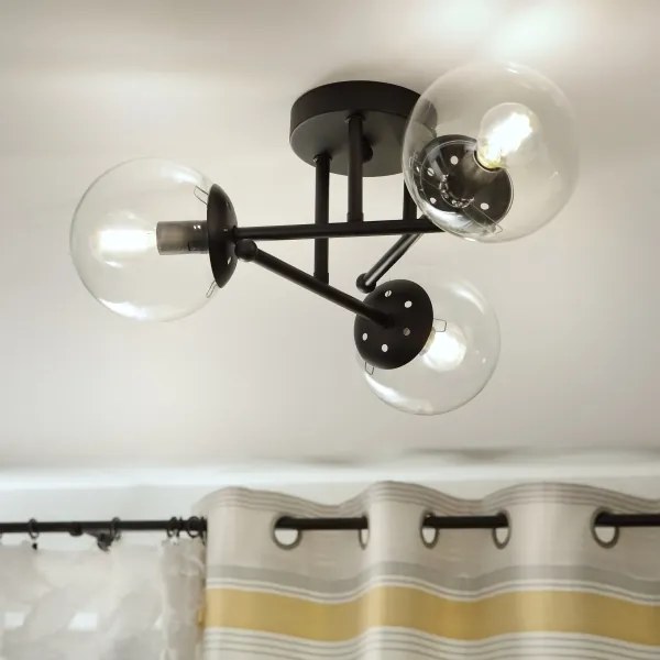 Brilagi - Felületre szerelhető csillár MALIVA 3xE14/15W/230V fekete/átlátszó