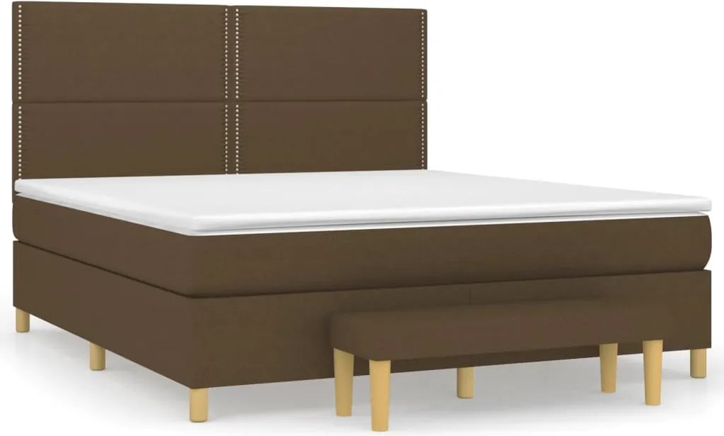 vidaXL sötétbarna szövet rugós ágy matraccal 180 x 200 cm