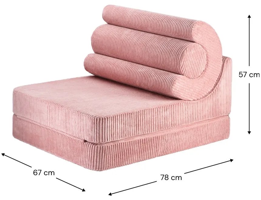 Rózsaszín kordbársony gyerek fotel Flipster – Wigiwama