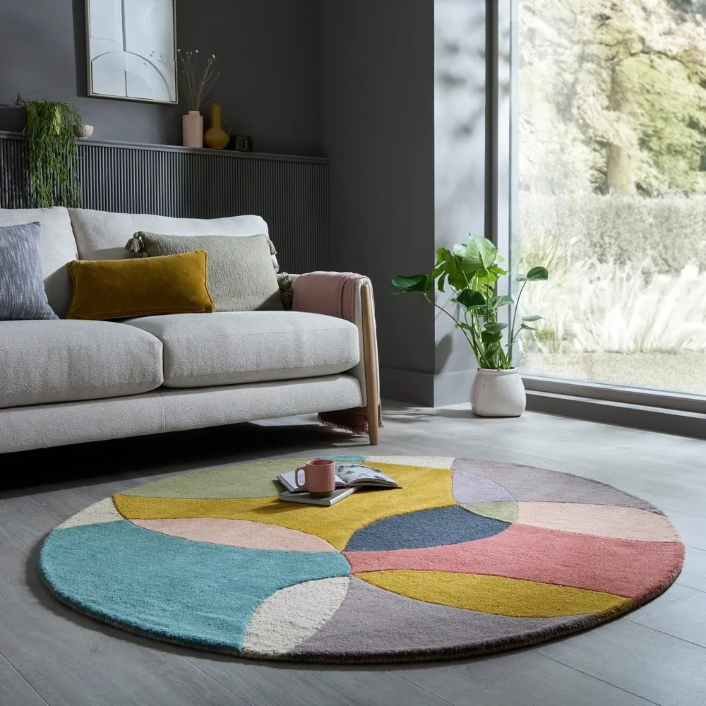 Kézi szövésű gyapjú kerek szőnyeg ø 160 cm Glow Multi – Flair Rugs
