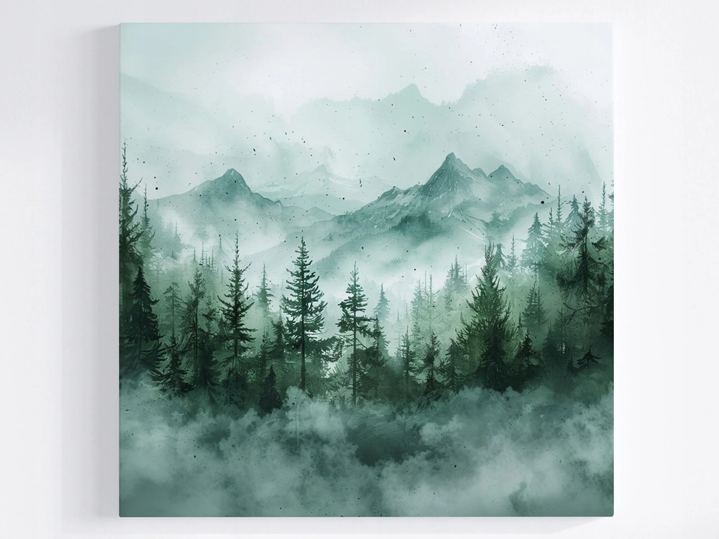 Vászonkép Canvas Tájkép Kilátás Hegyek Erdő Fák Köd 40x40