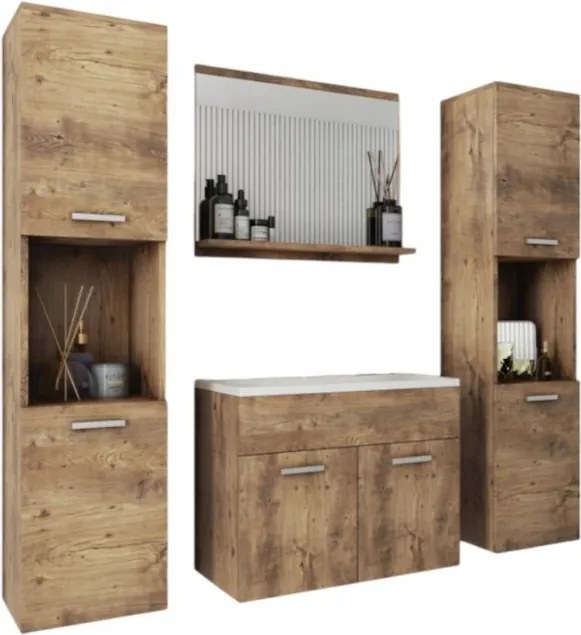 Milano XL fürdőszobabútor szett, szekrény, tükör, mosdó