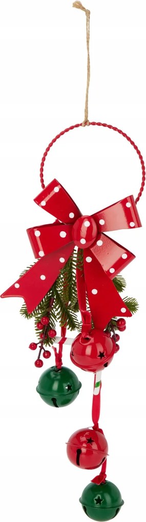 Karácsonyi Dekoráció Fém Csengettyűkkel 10,8 X 11,6 X 29 CM Piros