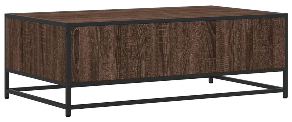 barna tölgy színű szerelt fa és fém dohányzóasztal 100x57x35 cm