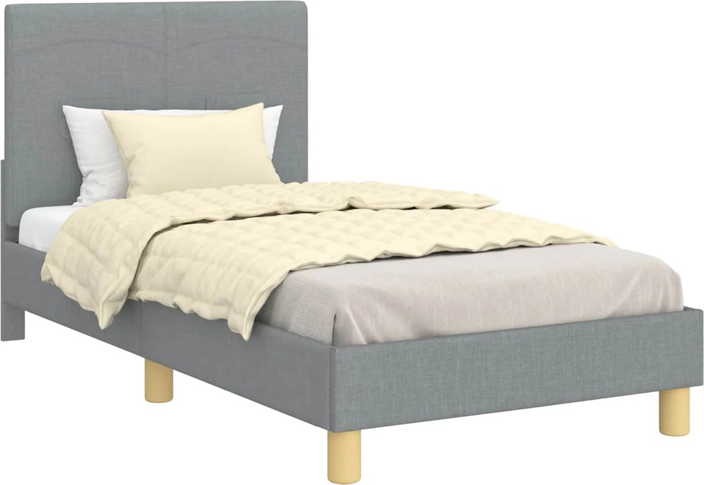 vidaXL Gyerekágy kerettel fejtámlával Világosszürke 80 x 160 cm szövet