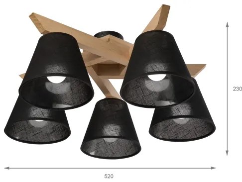 Brilagi - LED  Felületre szerelhető csillár  ANTHONY 5xE14/40W/230V tölgy/fekete