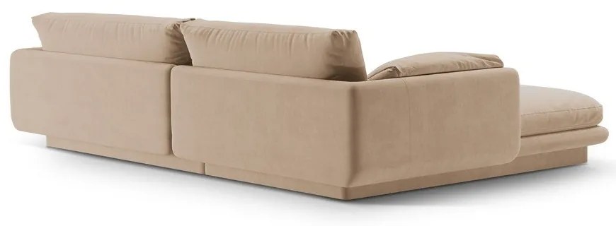 Bézs bársony sarokkanapé (jobb oldali-heverő résszel) Torino – Micadoni