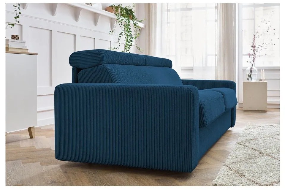 Sötétkék kordbársony kinyitható kanapé 195 cm Monaco – Bobochic Paris