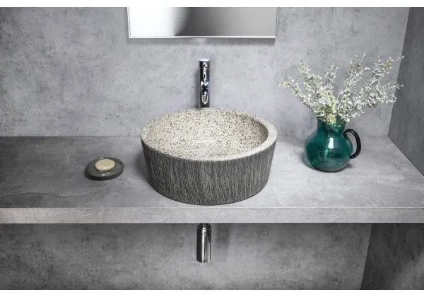 Sapho - PRIORI pultba szerelhető mosdó, átmérő 41 cm, fehér/szürke