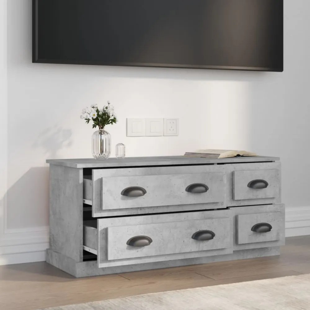 betonszürke szerelt fa TV-szekrény 100 x 35,5 x 45 cm