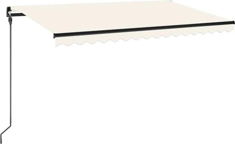 vidaXL krémszínű kézzel kihúzható LED-es napellenző 450 x 300 cm