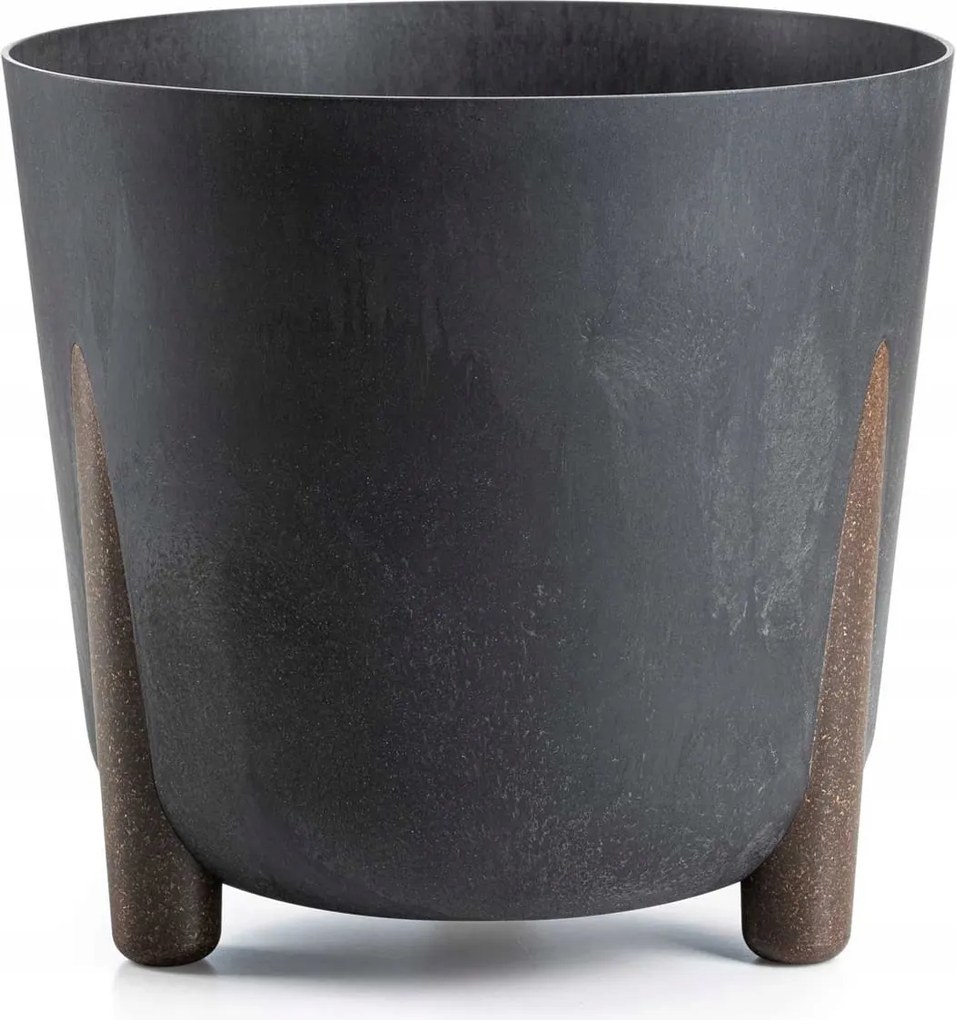 Nagy kerek kaspó Beton Utánzat Fekete lábakon a nappaliba 34xh32cm