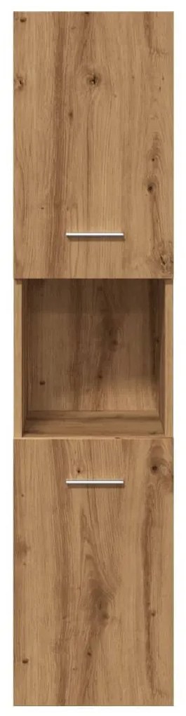 kézműves tölgy szerelt fa függő fürdőszobaszekrény 30x30x130 cm