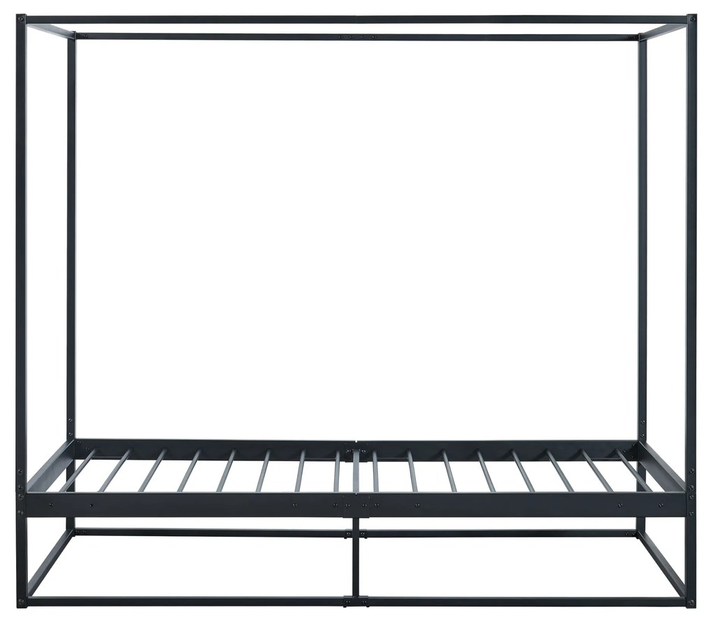 [en.casa] Baldachinos ágy Kristianstad matraccal 90x200 cm fekete