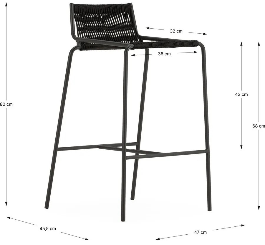 Fekete fém bárszék (ülésmagasság 65 cm) Emily – Marckeric