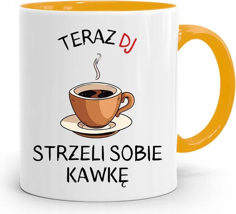 Dja Zene Bögre Sárga Dj Lő Magának Egy Kávét nyomtatott fényképpel