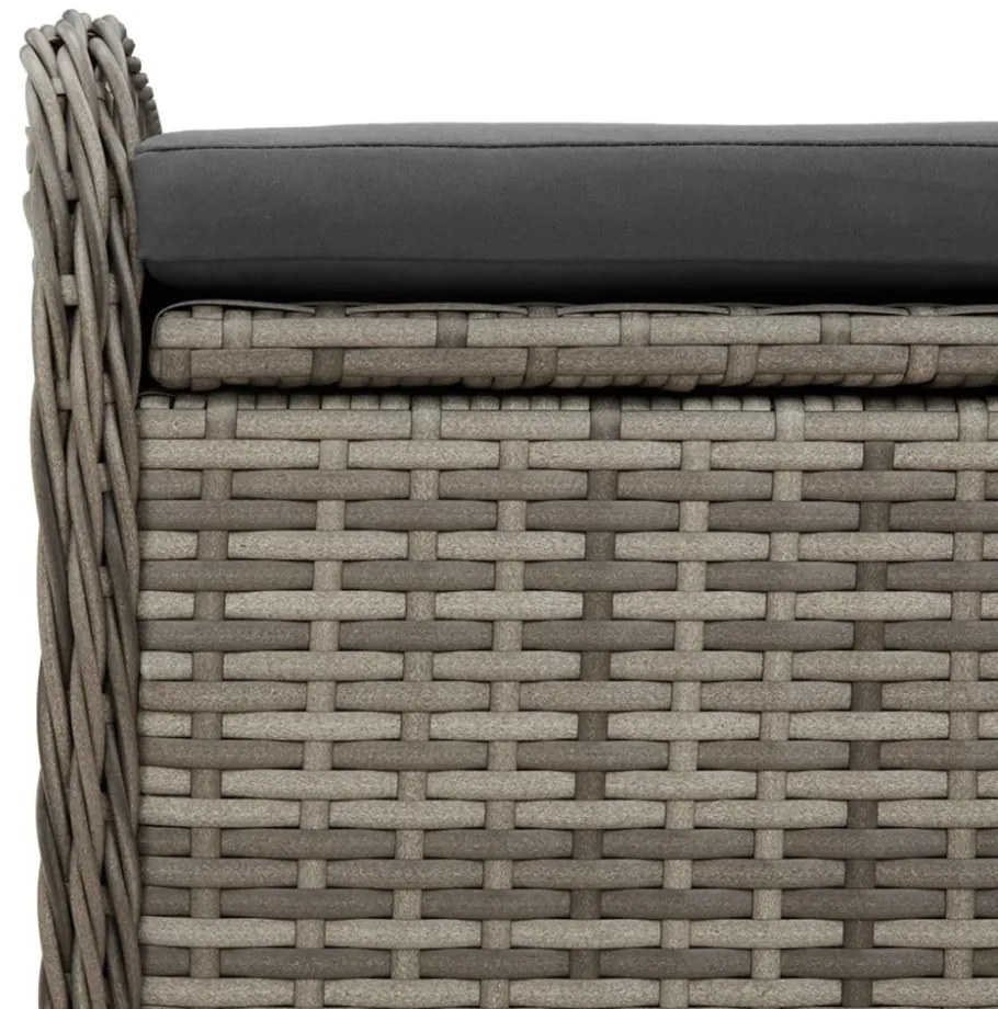 szürke polyrattan tárolópad párnával 115 x 51 x 52 cm
