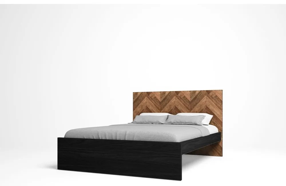 Fekete-natúr színű franciaágy 160x200 cm Gio – Marckeric