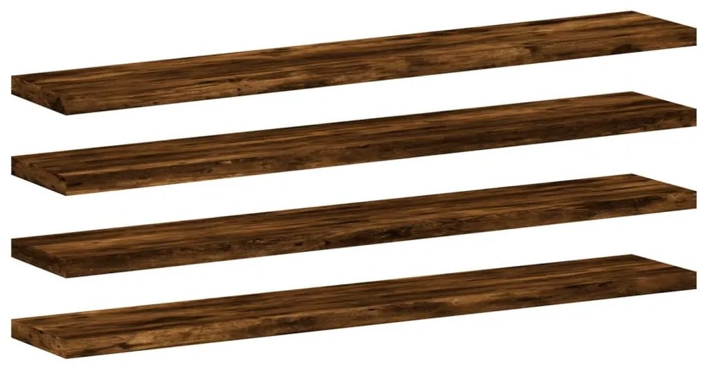 4 db füstös tölgy színű szerelt fa fali polc 60 x 10 x 1,5 cm