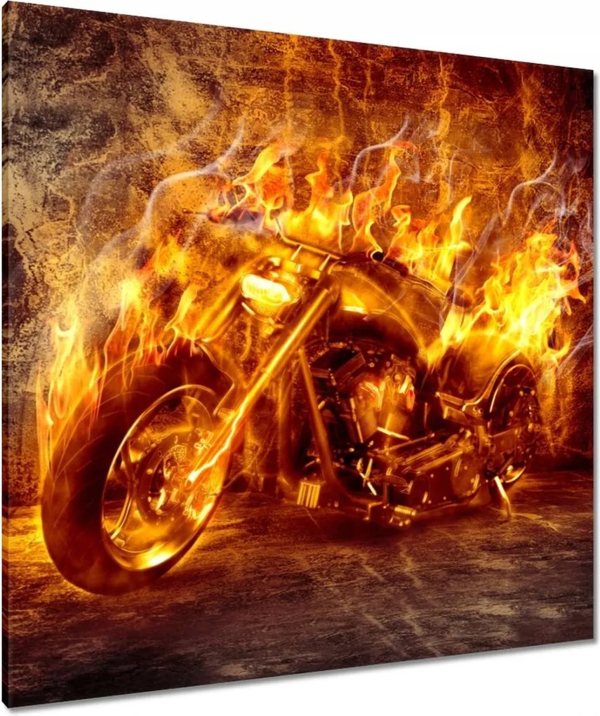 Vászonkép 90x90 Chopper a tűzben