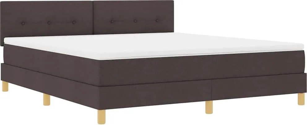 vidaXL LED Box Spring Ágy matracmal Sötét Barna 180 x 200 cm szövet
