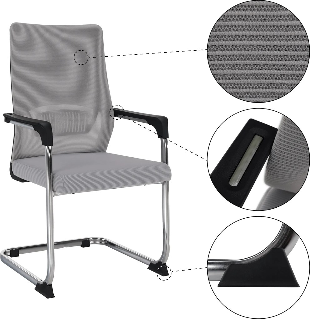 Tárgyalószék, szürke/fekete, KABIR