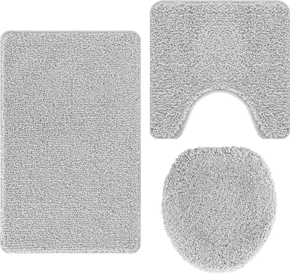 vidaXL Csúszásmentes fürdőszőnyeg készlet 3 pcs Szürke PP