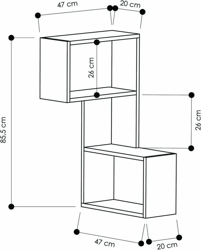 Part fali polc, fehér, 47 cm