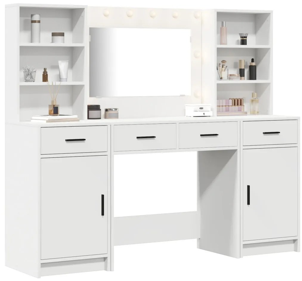 Sminkasztal Készlet 3 pcs Fehér 78.5 x 41 x 135 cm Faanyag