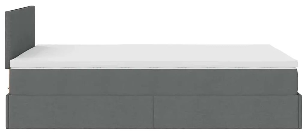 Ottomán ágy matraccal sötétszürke 120x190 cm szövet