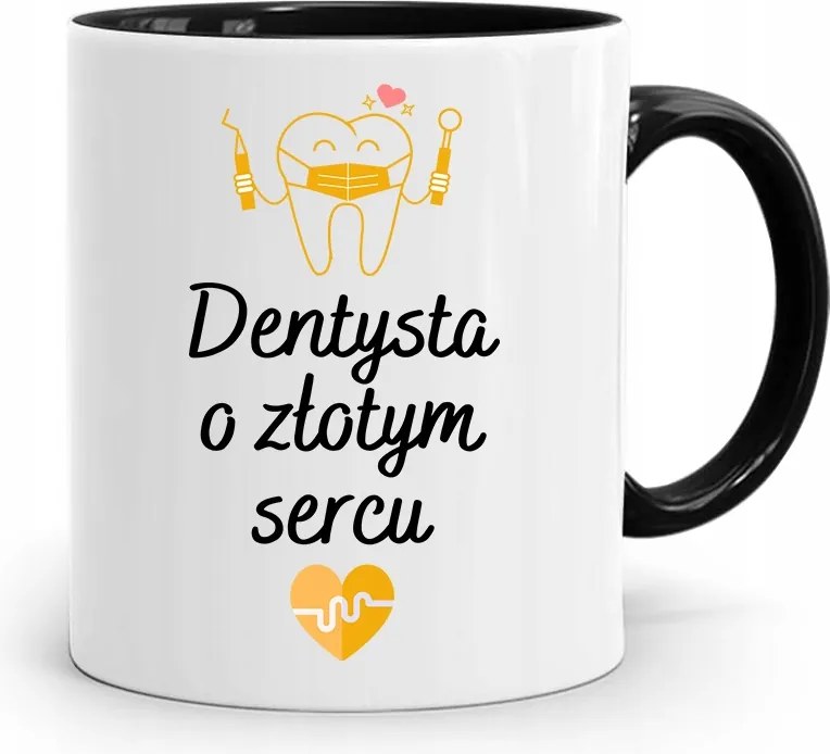 Fekete Arany Szívű Fogorvos Ajándék Bögre fényképes nyomtatással