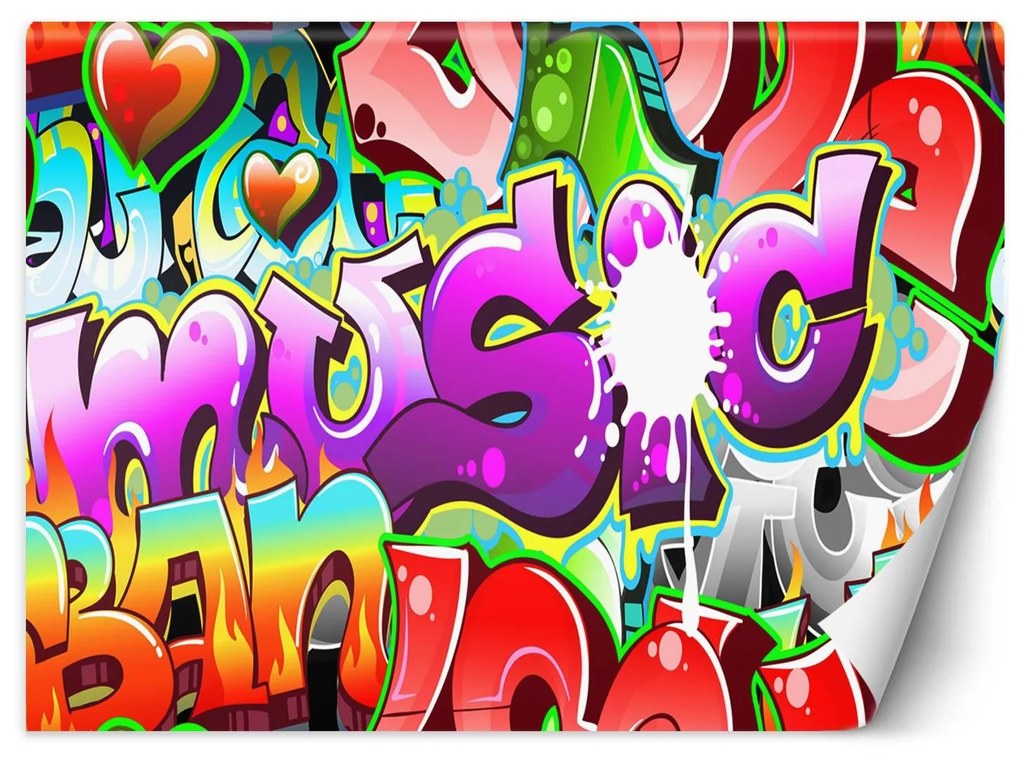Gario Fotótapéta Színes graffiti - feliratozás Anyag: Vlies, Méret: 350 x 245 cm