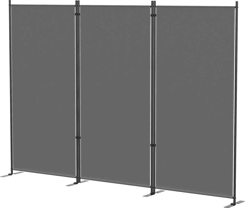 Outsunny 3 részes összecsukható paraván, 260 x 180 cm, fémszerkezet, UPF 30+, beltéri/kültéri — sötétszürke | Aosom