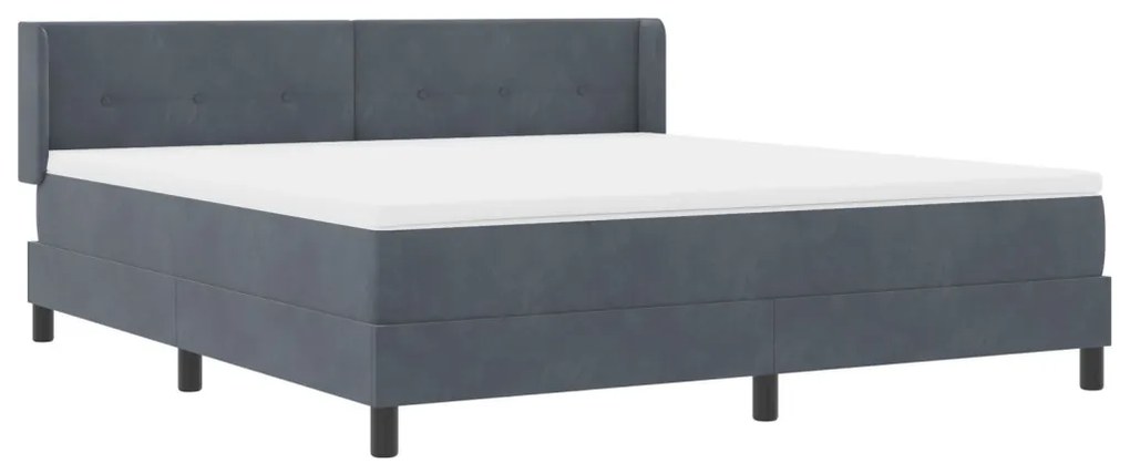 Boxspring Ágy Matraccal Sötétszürke 180x200 cm Bársony