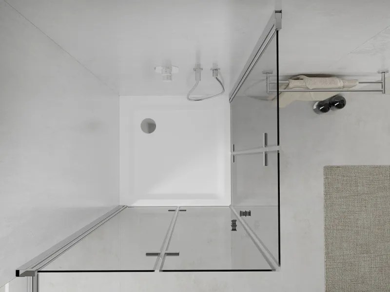 Mexen Lima Duo összecsukható zuhanykabin 90 x 90 cm, átlátszó, króm + Flat zuhanytálca - 856-090-090-01-02-4010