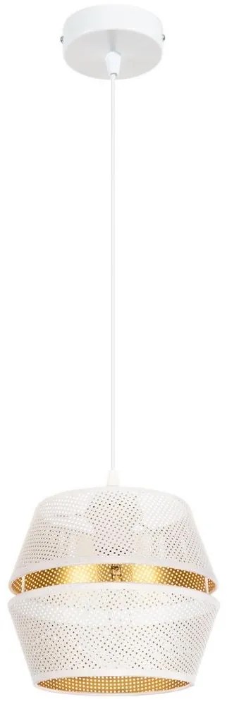 Csillár zsinóron PARIS 1xE27/60W/230V fehér/arany