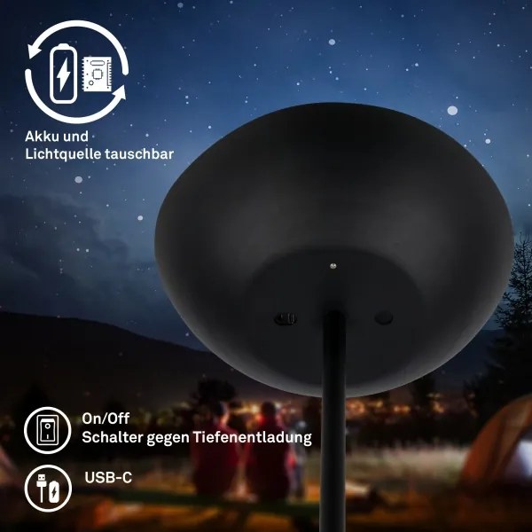 Briloner 1500015 - LED dimmelhető állólámpa ESTATE 8W/5V 4000 mAh fekete