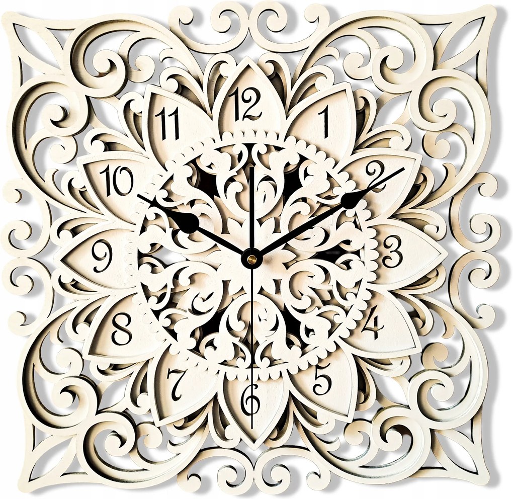 Dekoratív, Fából Készült, Áttört Falióra, Mandala, Többrétegű, Gl
