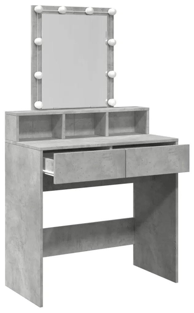 betonszürke fésülködőasztal LED-del 80 x 41 x 144,5 cm